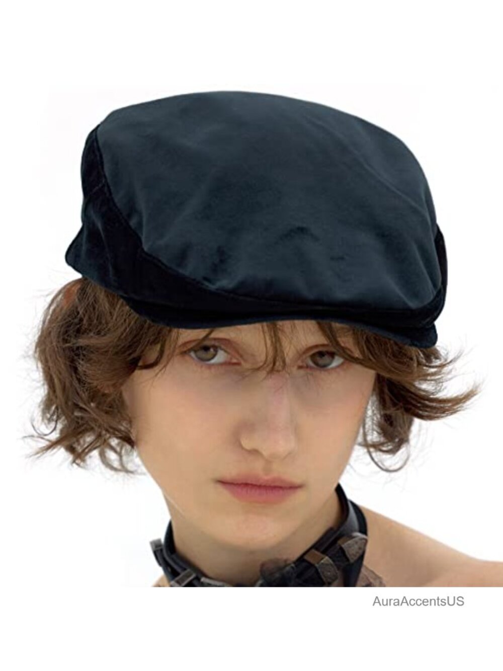 Velvet Newsboy Cap Stud Detail Painter Beret Hunting Retro Hat